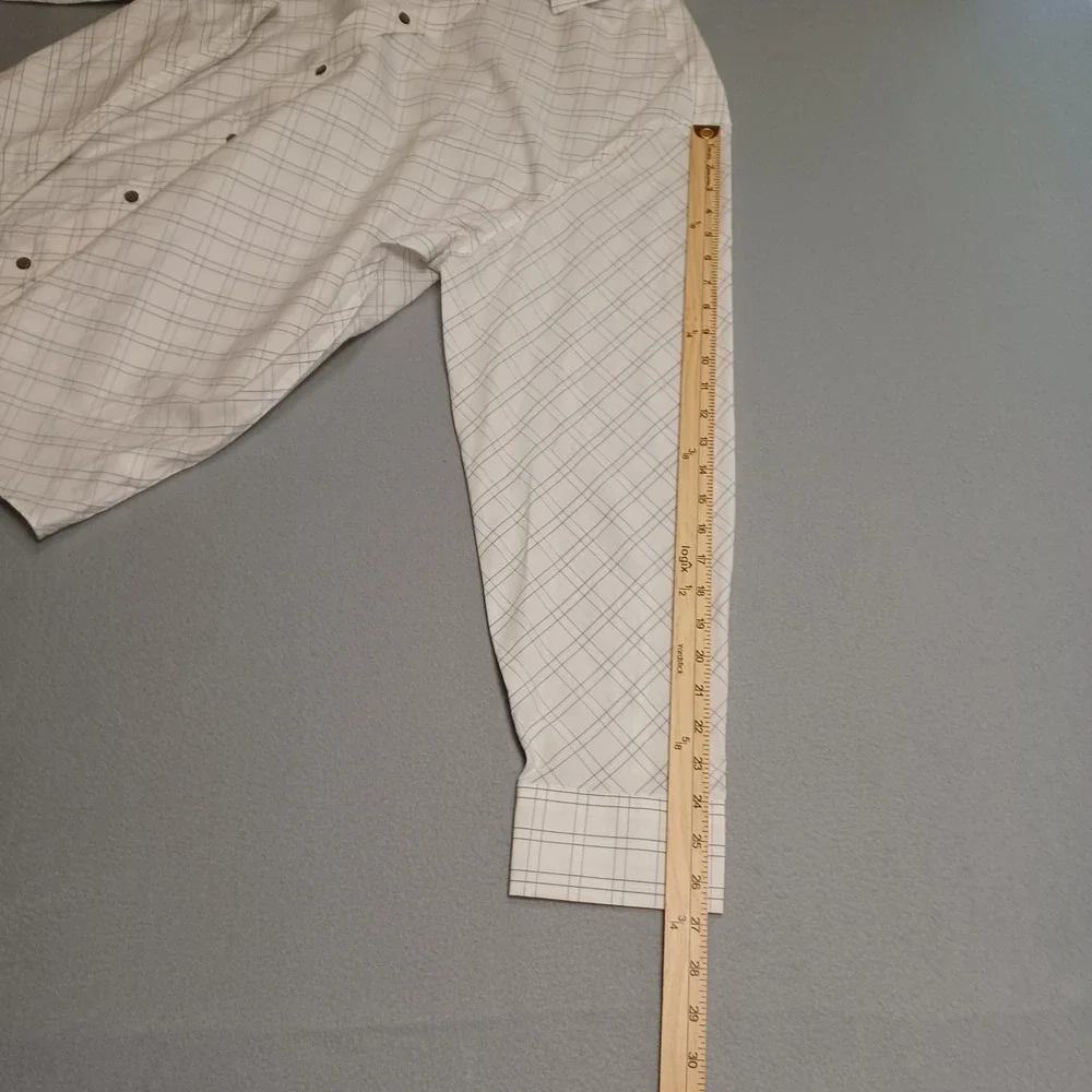 Banana Republic Shirt Mens XXL White Grid 577436 Cotton Long Sleeve Button Down